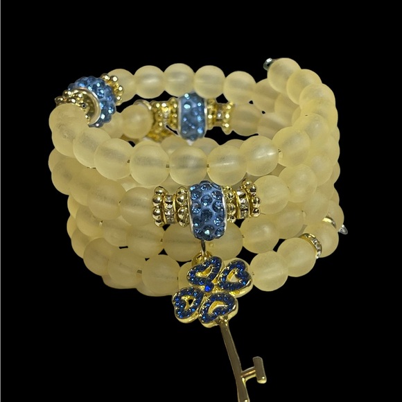 Iridescent Yellow Memory Wire Stack Bracelet - Picture 2 of 8